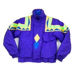 Vtg 80s 90s Metro Express Retro Neon Ski Jacket